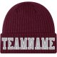Custom Burgundy Gray-White Stitched Cuffed Knit Hat