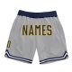 Custom Silver Gray Navy-Gold Authentic Throwback Basketball Shorts